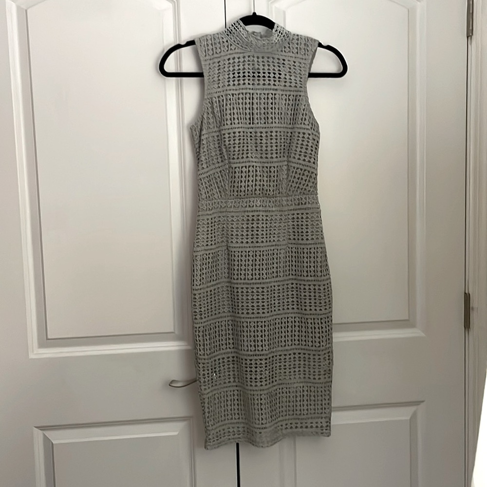 Missguided grey high neck midi dress